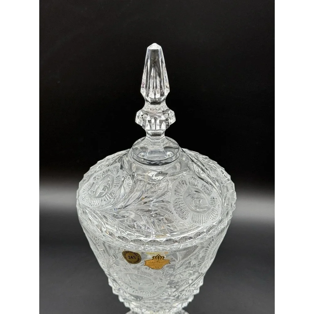 The Rose Collection Brilliant Hand Cut‎ Crystal Pedestal Candy Box 16